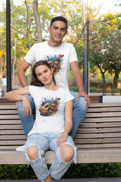 Guitar Flower Sea Front - Unisex Adult Organic Cotton Short Sleeve Shirt Creator T-Shirt 2.0 ST/St SK