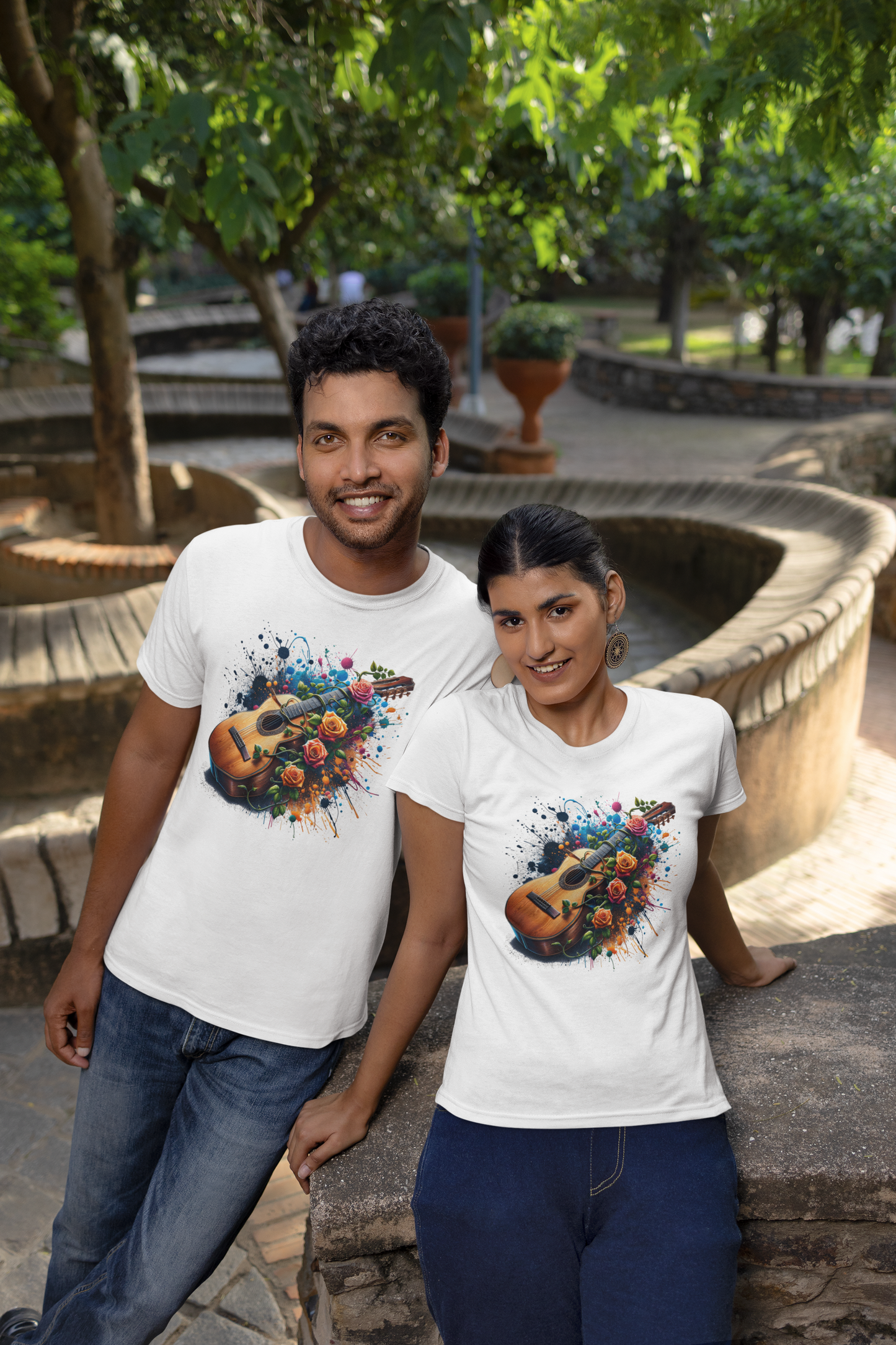 Guitar Flower Sea Front - Unisex Adult Organic Cotton Short Sleeve Shirt Creator T-Shirt 2.0 ST/St SK