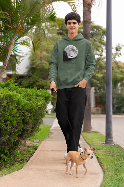 Hund Mondlandschaft verschiedene Sprüche - Mittelschwerer Unisex Fleece-Hoodie für Erwachsene - Weltweit verfügbar - GL