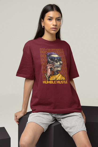 HUMBLE HUSTLE FUNK & SKULL II Streetwear Frontprint - Freestyler Bio Oversized Unisex T-Shirt Erwachsene SH