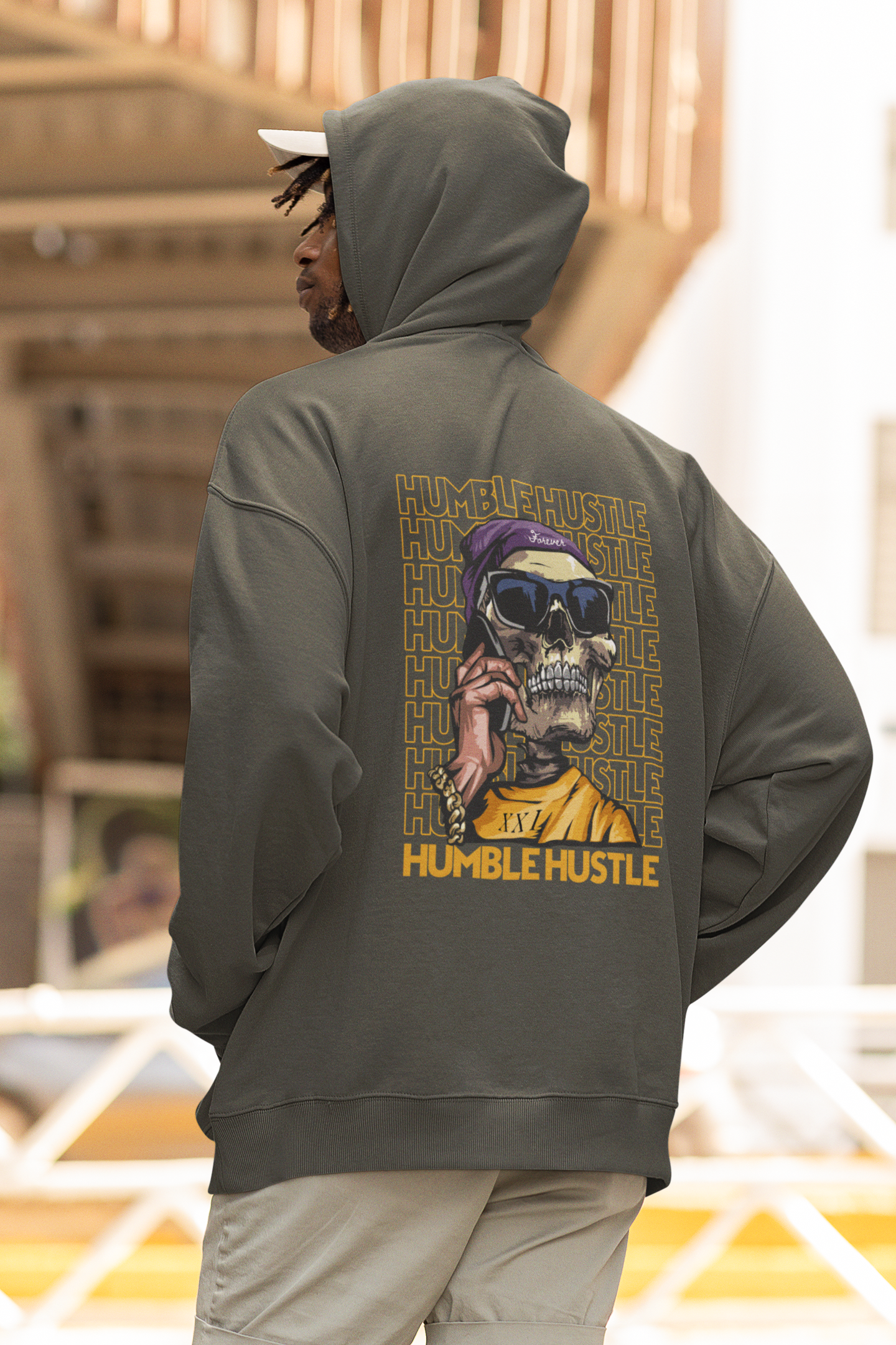 HUMBLE HUSTLE FUNK & SKULL II Streetwear - Slammer Bio Oversized Unisex Hoodie Adult SH
