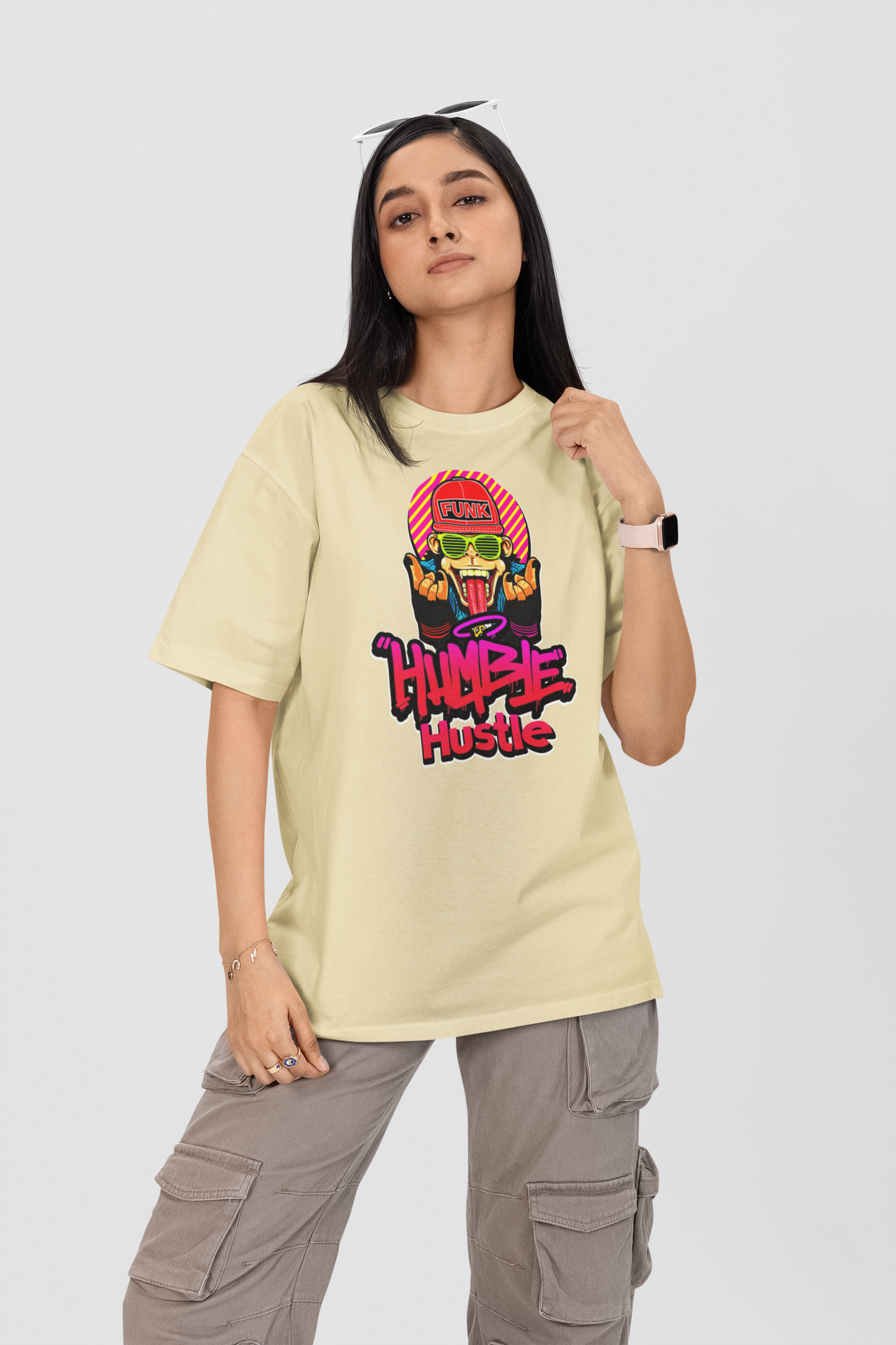 HUMBLE HUSTLE FUNK & SKULL Streetwear Frontprint - Freestyler Bio Oversized Unisex T-Shirt Erwachsene SH