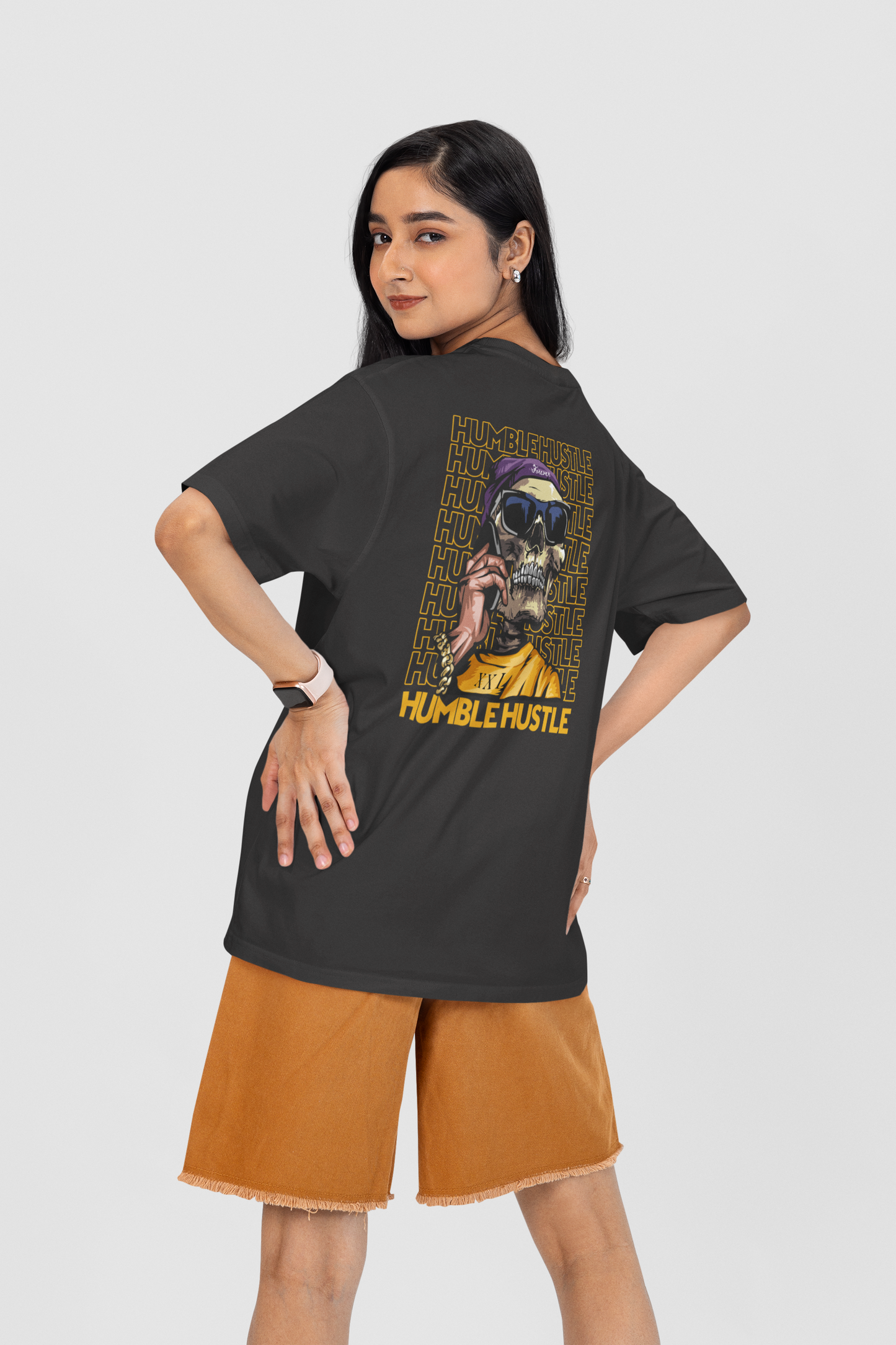 HUMBLE HUSTLE FUNK & SKULL II Streetwear Backprint - Freestyler Bio Oversized Unisex T-Shirt Erwachsene SH