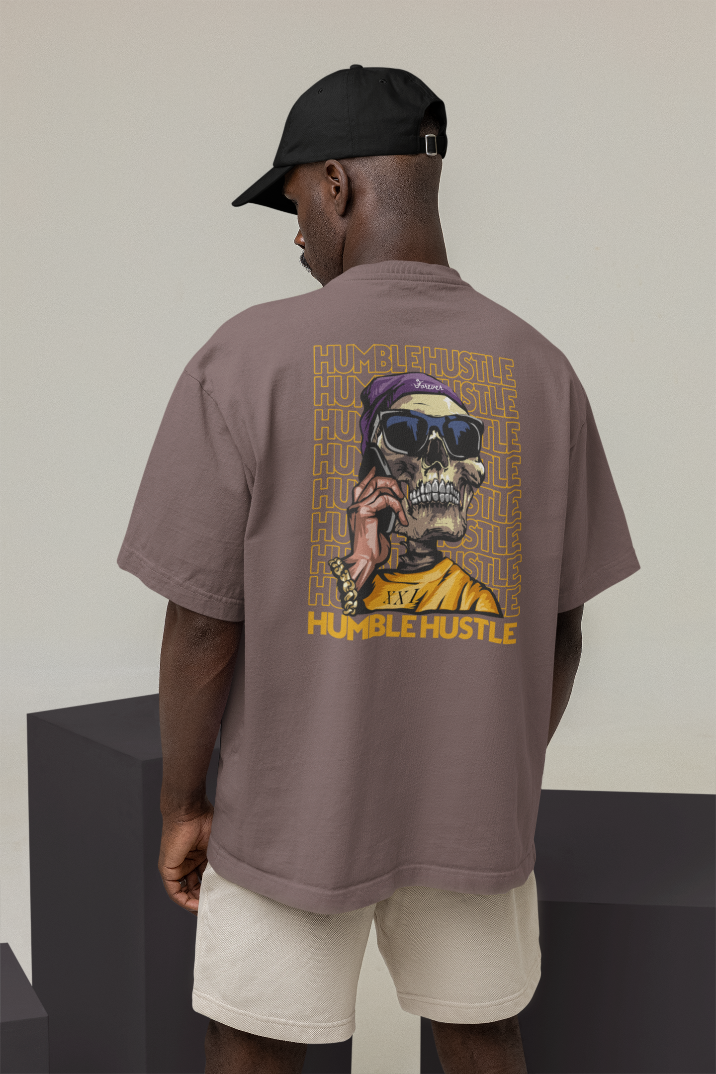 HUMBLE HUSTLE FUNK & SKULL II Streetwear Backprint - Freestyler Bio Oversized Unisex T-Shirt Erwachsene SH