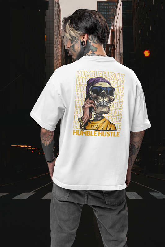 HUMBLE HUSTLE FUNK & SKULL II Streetwear Backprint - Freestyler Bio Oversized Unisex T-Shirt Erwachsene SH