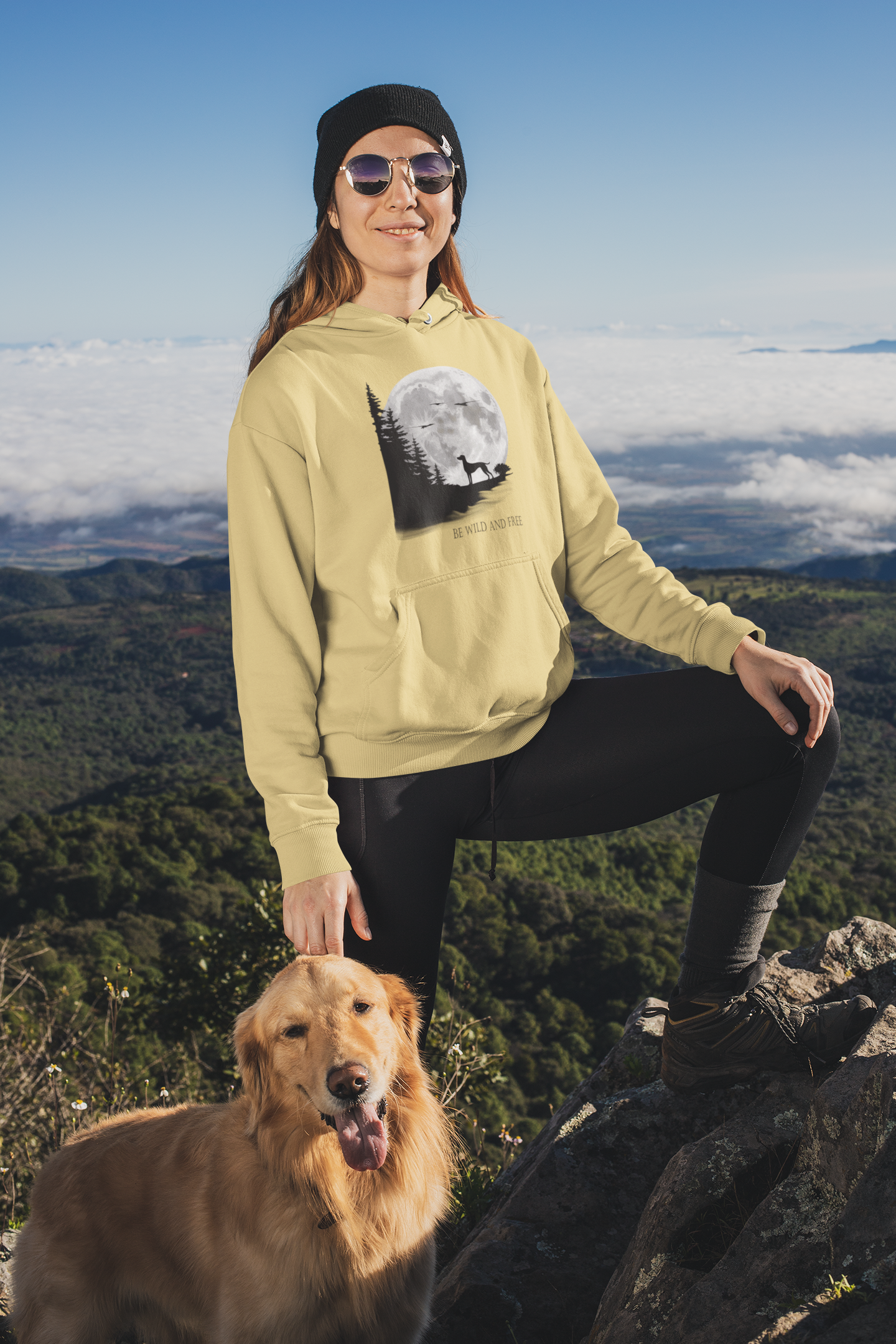 Hund Mondlandschaft verschiedene Sprüche - Mittelschwerer Unisex Fleece-Hoodie für Erwachsene - Weltweit verfügbar - GL