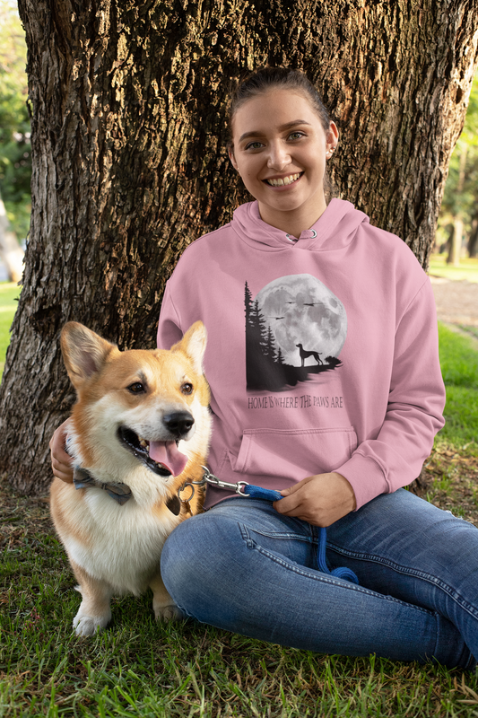 Hund Mondlandschaft HOME IS WHERE THE PAWS ARE - Unisex Erwachsenen Bio Organic Cruiser Hoodie 2.0 ST/ST SH