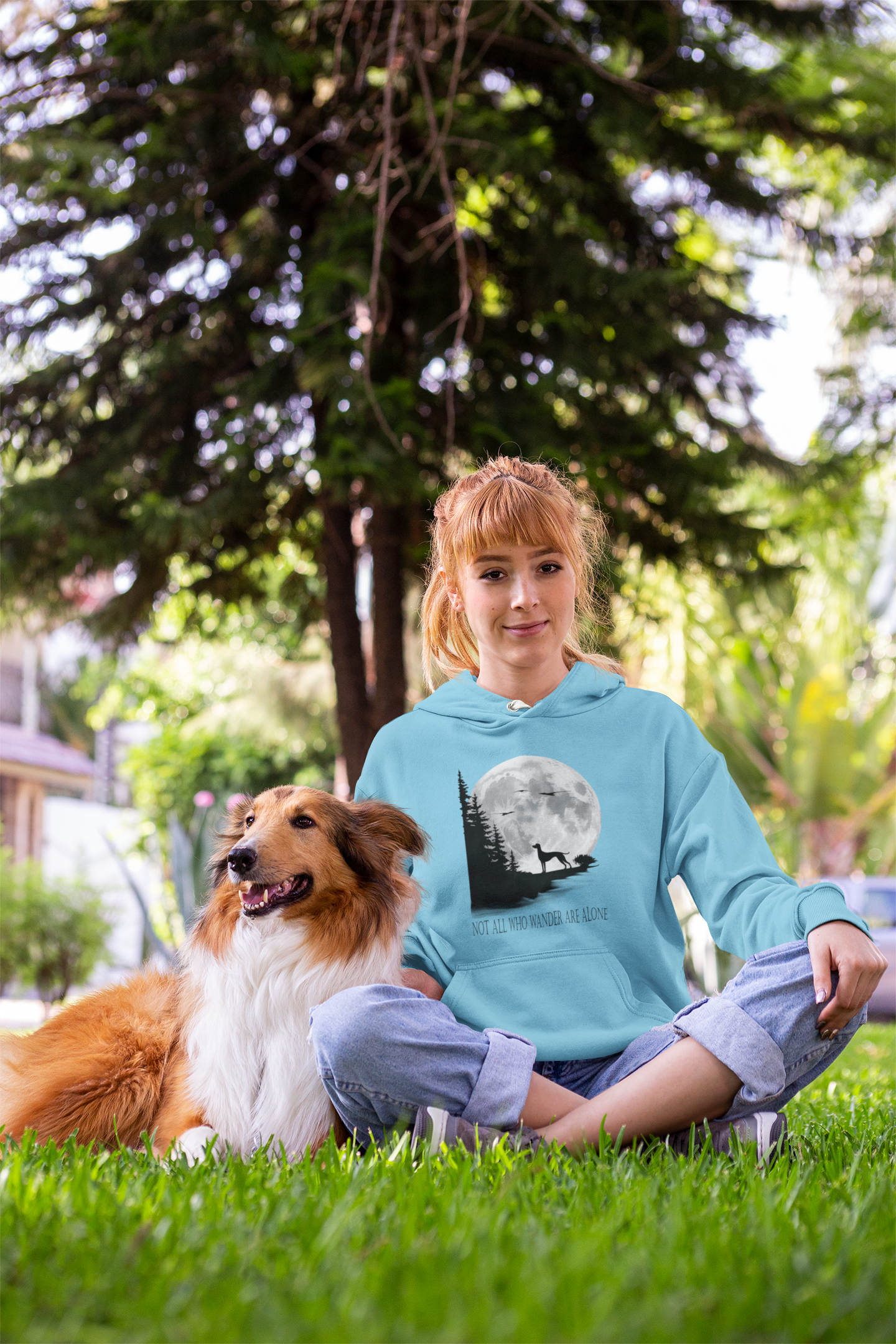 Hund Mondlandschaft verschiedene Sprüche - Mittelschwerer Unisex Fleece-Hoodie für Erwachsene - Weltweit verfügbar - GL