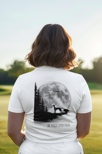 Hund Mondlandschaft BE WILD AND FREE - Damen Poloshirt SH