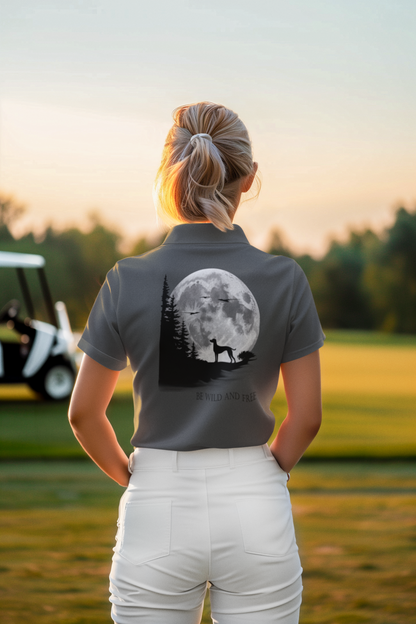 Hund Mondlandschaft BE WILD AND FREE - Damen Poloshirt SH