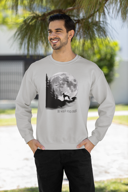 Hund Mondlandschaft BE WILD AND FREE Front - Unisex Erwachsenen Bio Changer Sweatshirt SH