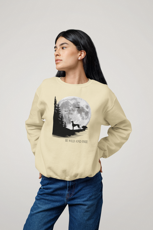 Hund Mondlandschaft BE WILD AND FREE Front - Unisex Erwachsenen Bio Changer Sweatshirt SH