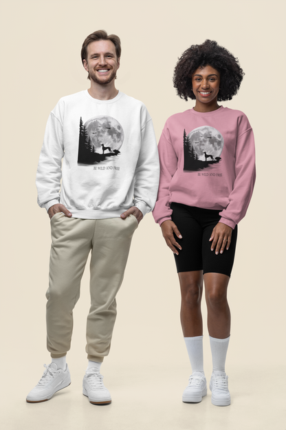 Hund Mondlandschaft BE WILD AND FREE Front - Unisex Erwachsenen Bio Changer Sweatshirt SH