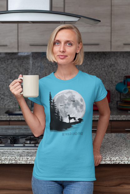 Hund Mondlandschaft BE WILD AND FREE Front - Damen Muser Premium Organic Shirt SH