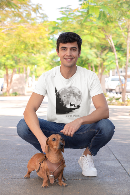 Hund Mondlandschaft BE WILD AND FREE Front - Unisex Erwachsenen Bio Creator T-Shirt SH