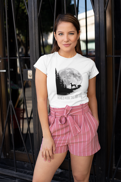 Hund Mondlandschaft HOME IS WHERE THE PAWS ARE Front-Damen Muser Premium Organic Shirt SH