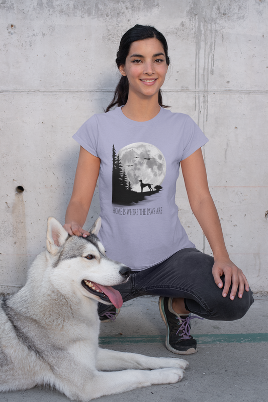 Hund Mondlandschaft HOME IS WHERE THE PAWS ARE Front-Damen Muser Premium Organic Shirt SH