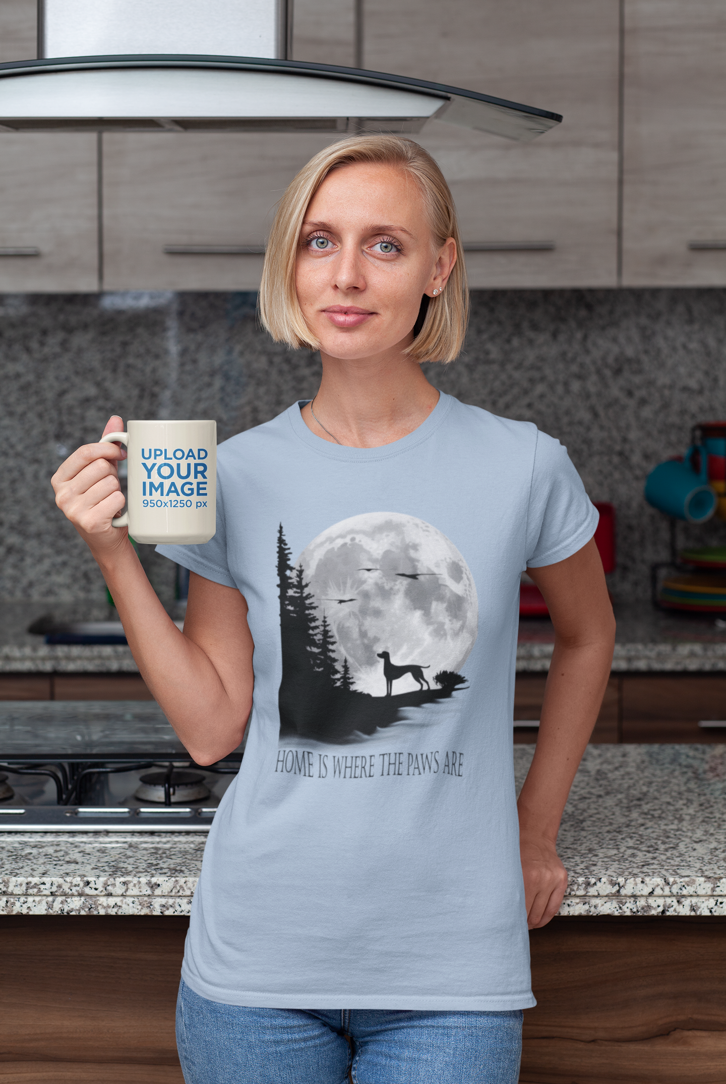 Hund Mondlandschaft HOME IS WHERE THE PAWS ARE Front-Damen Muser Premium Organic Shirt SH