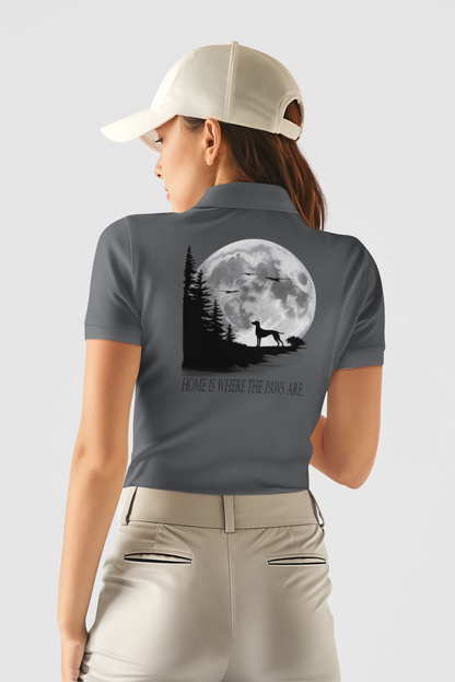 Hund Mondlandschaft HOME IS WHERE THE PAWS ARE - Damen Poloshirt SH +