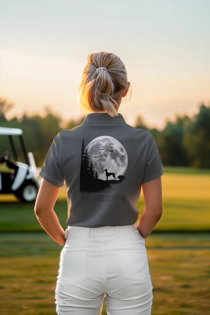Hund Mondlandschaft HOME IS WHERE THE PAWS ARE - Damen Poloshirt SH +