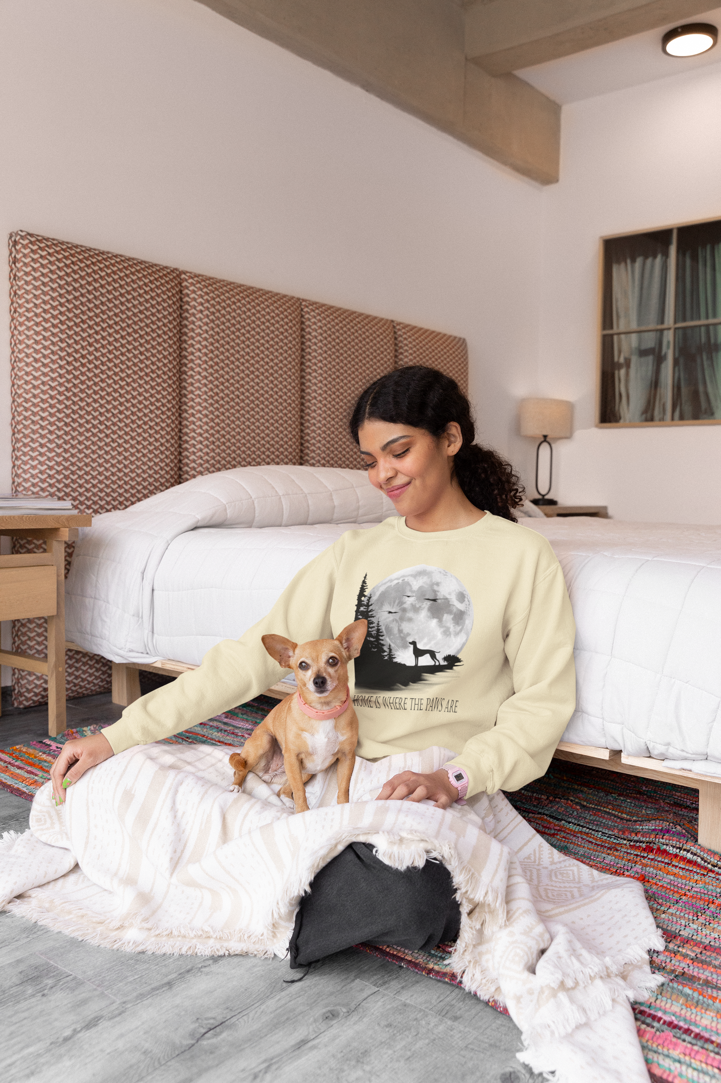 Hund Mondlandschaft HOME IS WHERE THE PAWS ARE - Unisex Erwachsenen Bio Changer Sweatshirt SH +