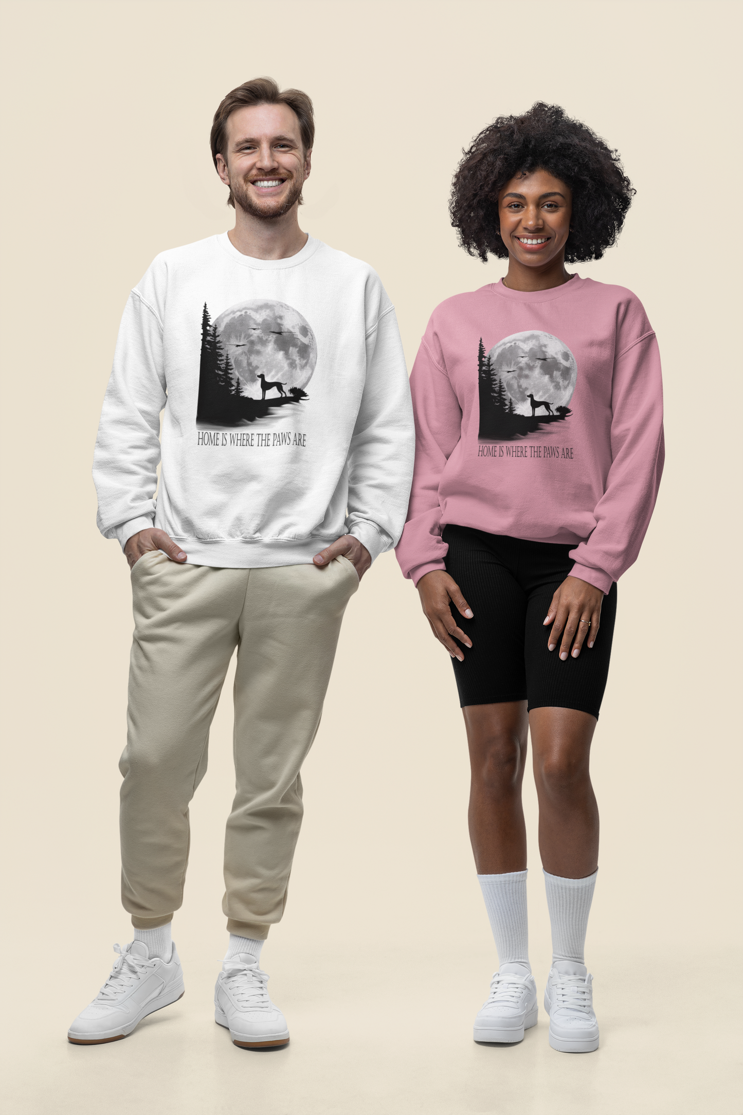 Hund Mondlandschaft HOME IS WHERE THE PAWS ARE - Unisex Erwachsenen Bio Changer Sweatshirt SH +