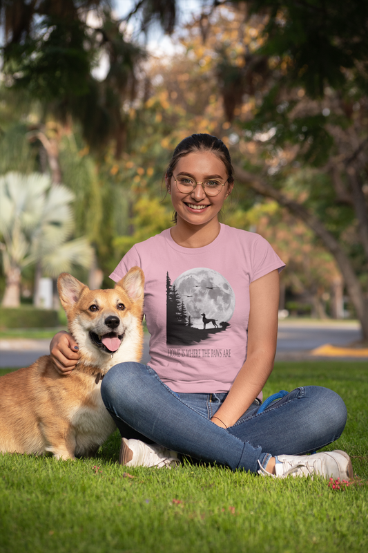 Hund Mondlandschaft HOME IS WHERE THE PAWS ARE Front- Unisex Erwachsenen Bio Creator T-Shirt SH +