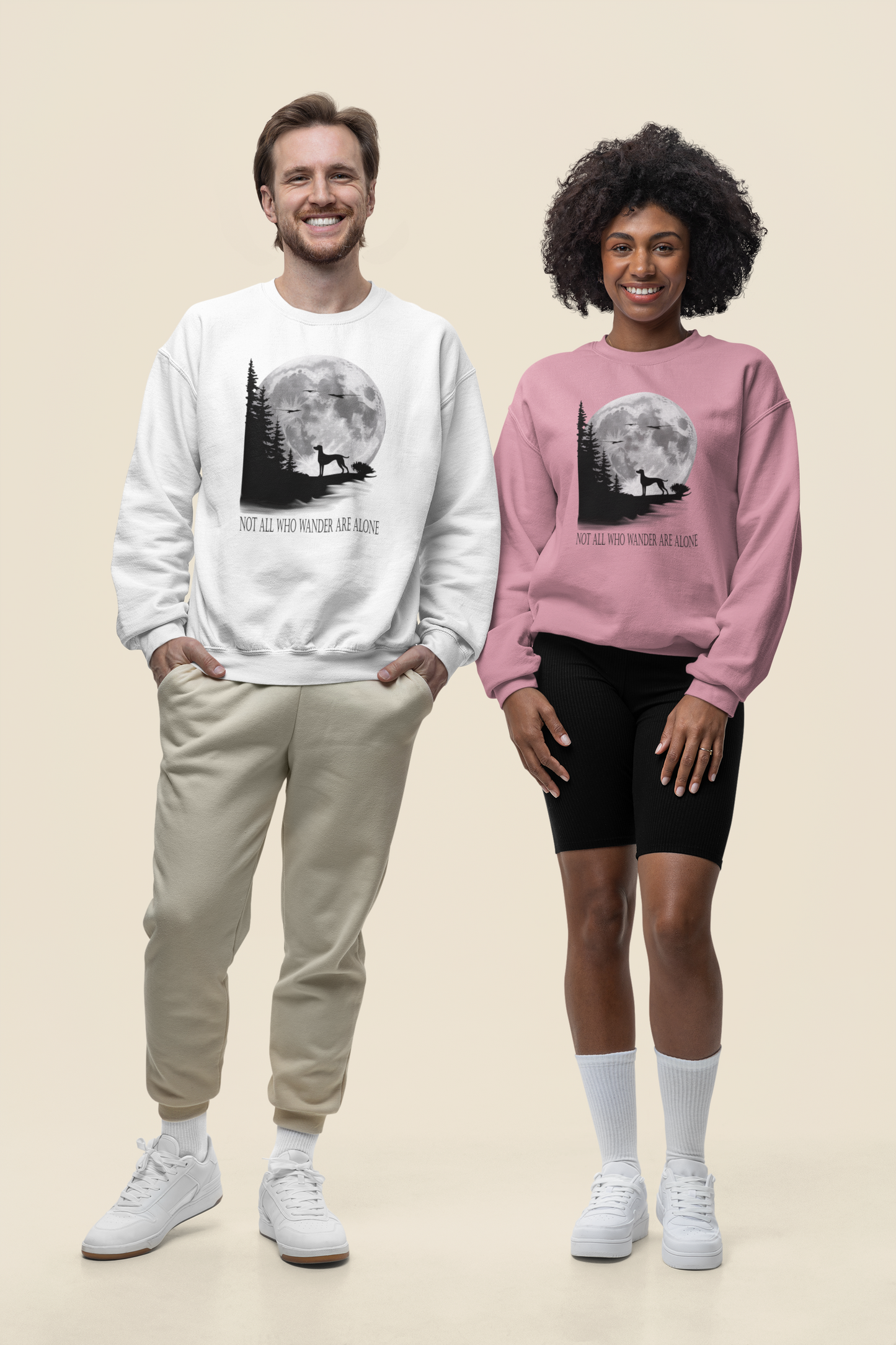 Hund Mondlandschaft NOT ALL WHO WANDER ARE ALONE Front - Unisex Erwachsenen Bio Changer Sweatshirt SH