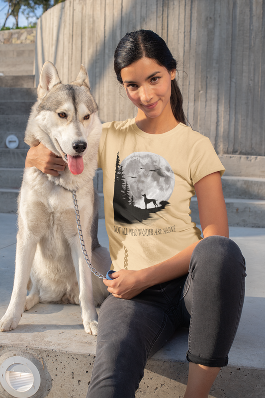 Hund Mondlandschaft NOT ALL WHO WANDER ARE ALONE Front - Unisex Erwachsenen Bio Creator T-Shirt SH