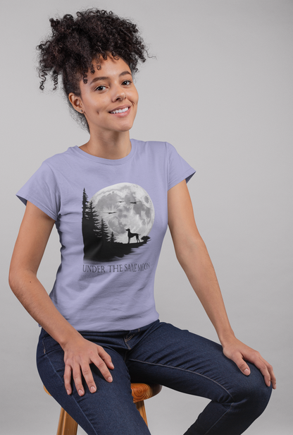 Hund Mondlandschaft UNDER THE SAME MOON Front - Damen Muser Premium Organic Shirt SH