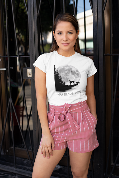 Hund Mondlandschaft UNDER THE SAME MOON Front - Damen Muser Premium Organic Shirt SH