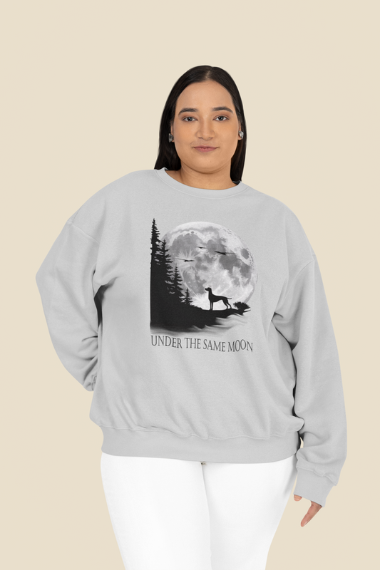 Hund Mondlandschaft UNDER THE SAME MOON Front - Unisex Erwachsenen Bio Changer Sweatshirt SH