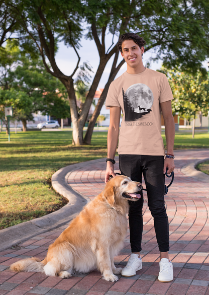 Hund Mondlandschaft UNDER THE SAME MOON Front - Unisex Erwachsenen Bio Creator T-Shirt SH