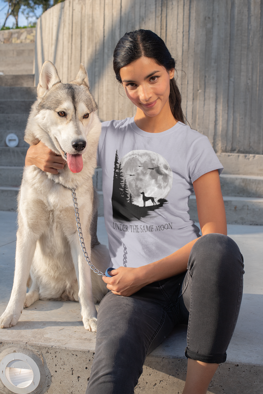 Hund Mondlandschaft UNDER THE SAME MOON Front - Unisex Erwachsenen Bio Creator T-Shirt SH