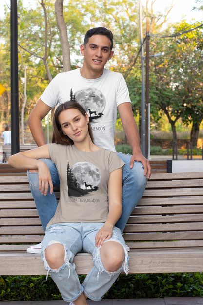 Hund Mondlandschaft UNDER THE SAME MOON Front - Unisex Erwachsenen Bio Creator T-Shirt SH