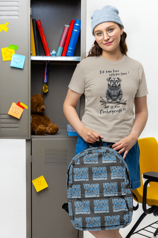 Ich habe keine schlechte Laune! das ist mein Denkergesicht Hund Front- Unisex Erwachsenen Bio Baumwolle Kurzarm Shirt Creator T-Shirt 2.0 ST/ST SH