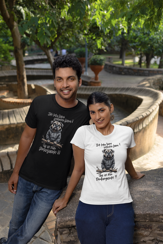 Ich habe keine schlechte Laune! das ist mein Denkergesicht Hund Front- Unisex Erwachsenen Bio Baumwolle Kurzarm Shirt Creator T-Shirt 2.0 ST/ST SH