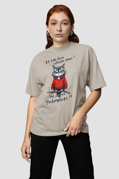 Ich habe keine schlechte Laune! das ist mein Denkergesicht Katze - Unisex Erwachsenen Bio Creator T-Shirt SH