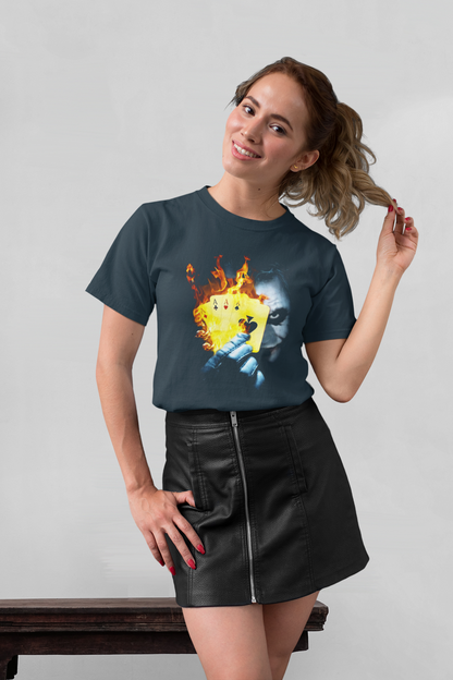 Joker mit 4 AS Front - Unisex Erwachsenen Bio Baumwolle Kurzarm Shirt Creator T-Shirt 2.0 ST/ST SH