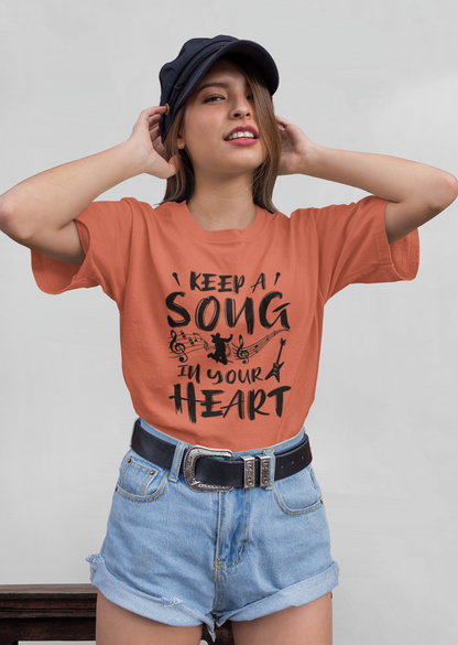 Keep a Song in your Heart Front - Unisex Erwachsenen Bio Baumwolle T-Shirt Creator 2.0 ST/St SH