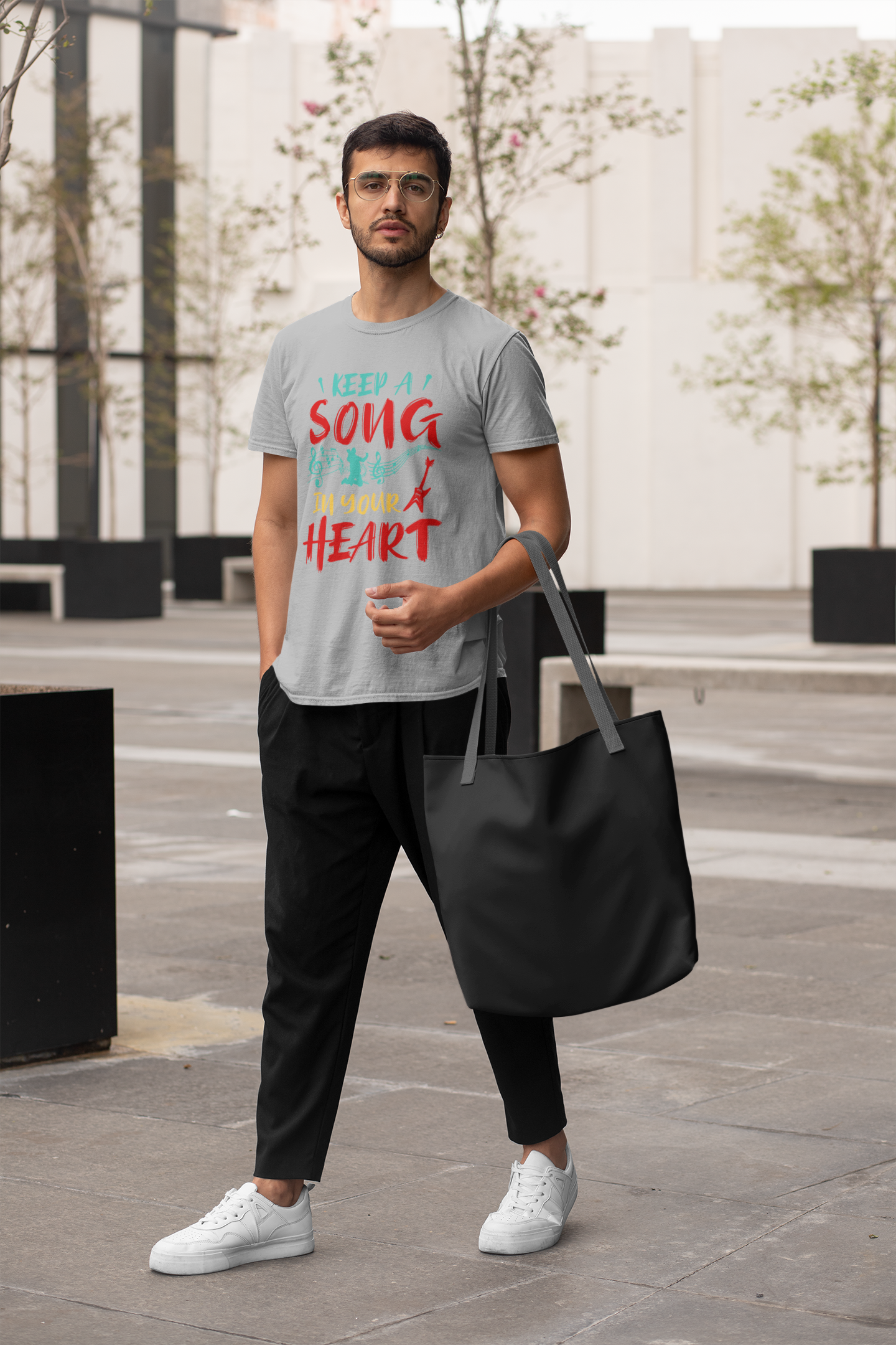 Keep a Song in your Heart color Front - Unisex Erwachsenen Bio Baumwolle T-Shirt Creator 2.0 ST/St SH