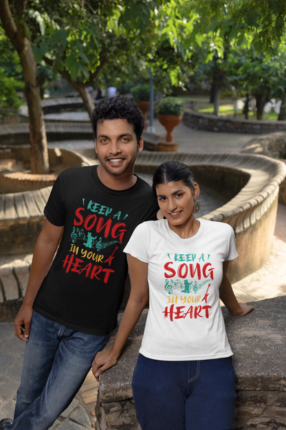 Keep a Song in your Heart color Front - Unisex Erwachsenen Bio Baumwolle T-Shirt Creator 2.0 ST/St SH