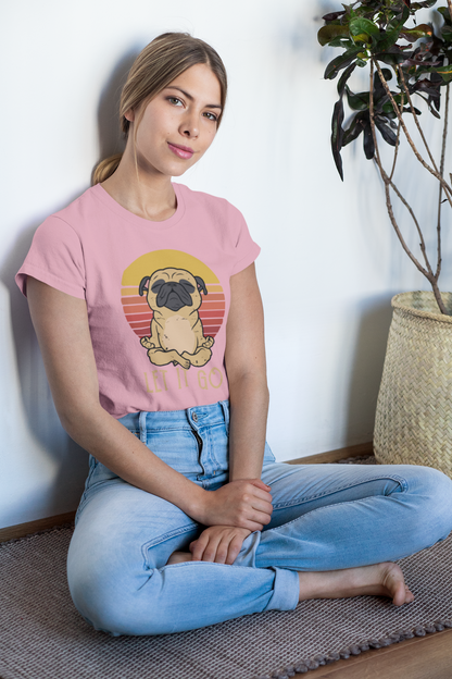 Let it go Yoga Dog Retro Front - Unisex Erwachsenen Bio Baumwolle Kurzarm Shirt Creator T-Shirt 2.0 ST/ST SH