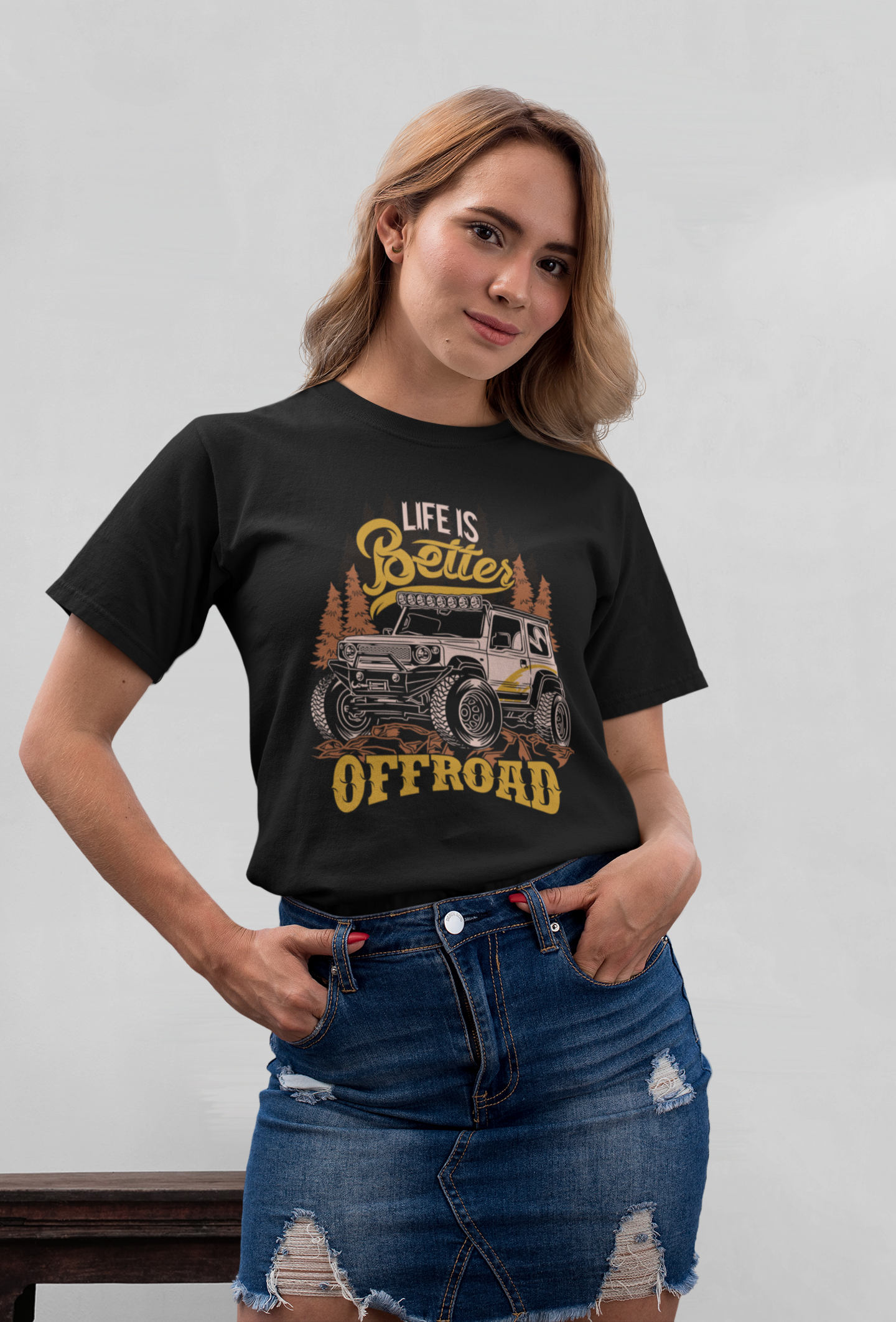 La vida es mejor FUERA DE LA CARRETERA - Camiseta unisex de manga corta de algodón orgánico para adultos Creator T-Shirt 2.0 ST/St SH