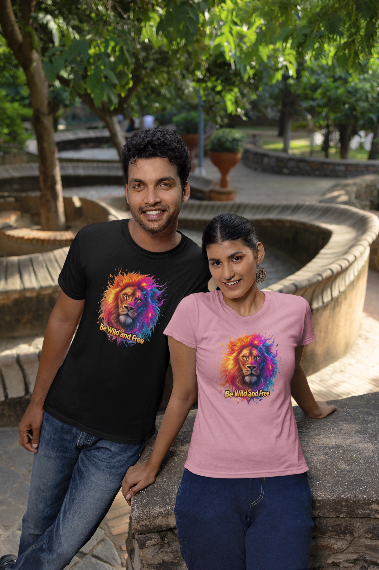 Löwe Be Wild and Free Galaxy Groß - Unisex Erwachsenen Bio Creator T-Shirt ST/ST SH