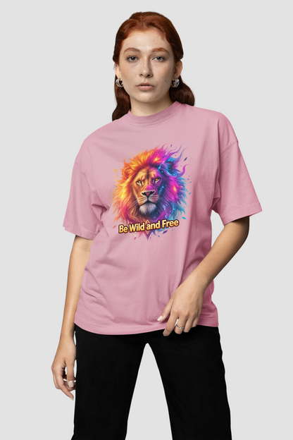 Löwe Be Wild and Free Galaxy Groß - Unisex Erwachsenen Bio Creator T-Shirt ST/ST SH