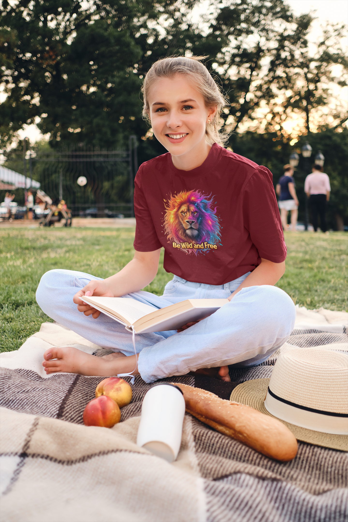 Löwe Be Wild and Free Galaxy Groß - Unisex Erwachsenen Bio Creator T-Shirt ST/ST SH