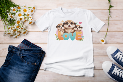 Love Meerkat - Camiseta infantil de manga corta de algodón de alta calidad y duradera - Camiseta infantil BC SH