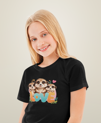 Love Meerkat - Camiseta infantil de manga corta de algodón de alta calidad y duradera - Camiseta infantil BC SH