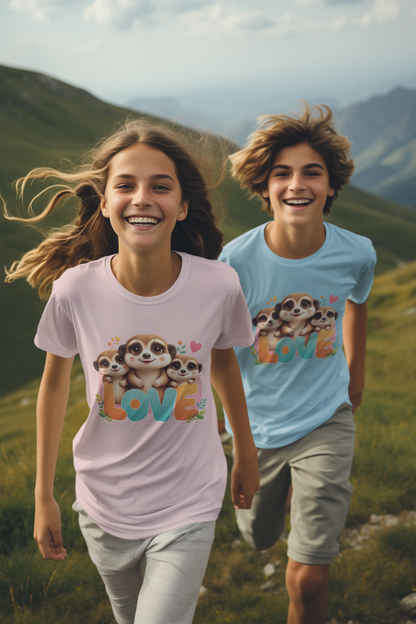 Love Meerkat - Camiseta infantil de manga corta de algodón de alta calidad y duradera - Camiseta infantil BC SH